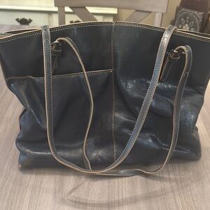 Elegant Black Leather Tote Bag